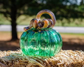 Green and Gold Glass Pumpkin