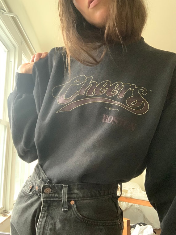 Vintage faded black crewneck cheers sweatshirt