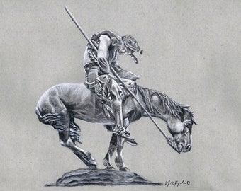 End Of The Trail Indian Warrior On Horse Western Art Print Etsy