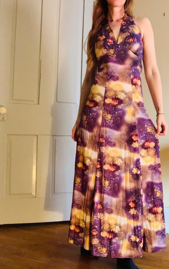 1970s polyester maxi dress - image 4