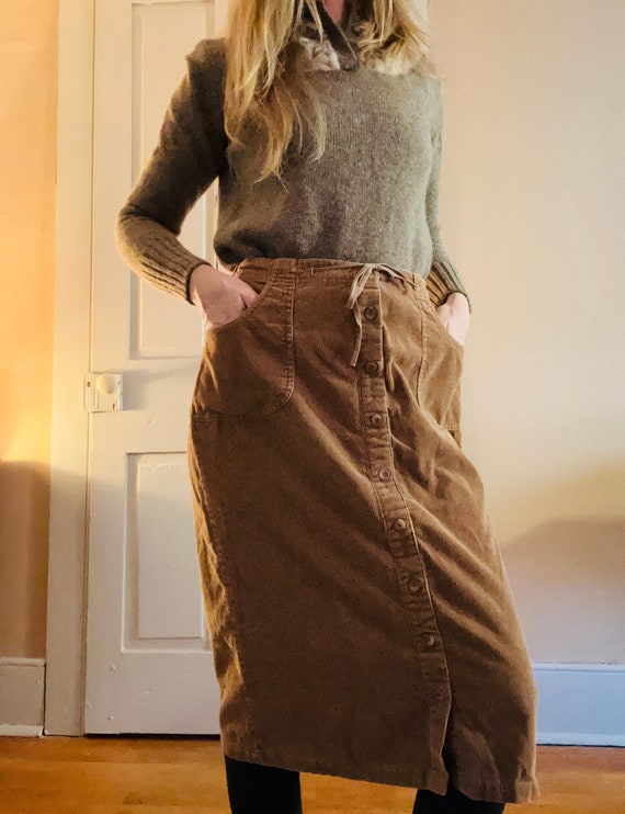 Corduroy 1990s skirt, beige, size small.