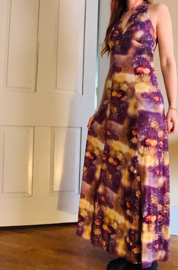 1970s polyester maxi dress - image 1