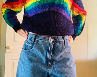 Vintage Rainbow sweater ladies Med