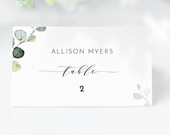 Eucalyptus Wedding Place Names Template - Printable Wedding Name Card, Wedding  Place Cards Template, OM-022, Printable Wedding Name Cards