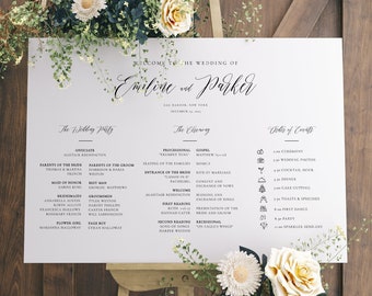 Program Sign For Wedding, Order of Service Sign, Wedding Day Timeline, Order of Events, Bridal Party, Schedule, OM-050, Printable, Download