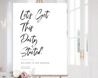 Modern Wedding Welcome Sign, Handwritten Wedding Sign Template, Editable Reception Sign, Large Wedding Welcome Sign, OM-041,Download