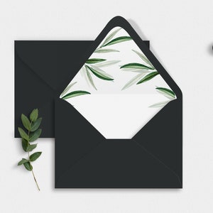 Boho Envelope Liner, Sage Green A6 and A7 Euro Flap & Square Flap Template,  Printable DIY Greenery Wedding Envelope Liners, Ella 