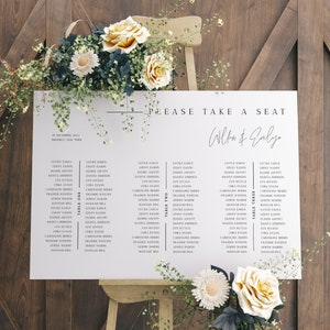 Wedding Seating Chart For Long Table, Banquet Wedding Seating Chart, Wedding Seating Plan, Wedding Table Plan, OM-055, Printable, Download image 1