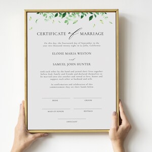 Marriage Certificate Template, Editable Marriage License, Personalized ...