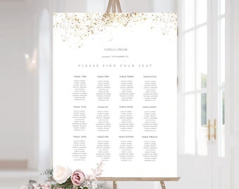 Large Wedding Seating Chart, Wedding Guest Seating Plan, Wedding Seating Sign, OM-040, Printable, Digital Wedding Table Plan, Template, Gold