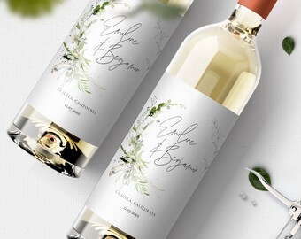 Greenery Wine Label Template, Printable Personalized Wine Bottle Labels, Custom Wine Label Design, Instant Download, OM-072, Stickers