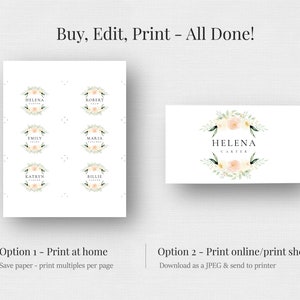Blush and Cream Wedding Place Names Template Printable Wedding Name ...