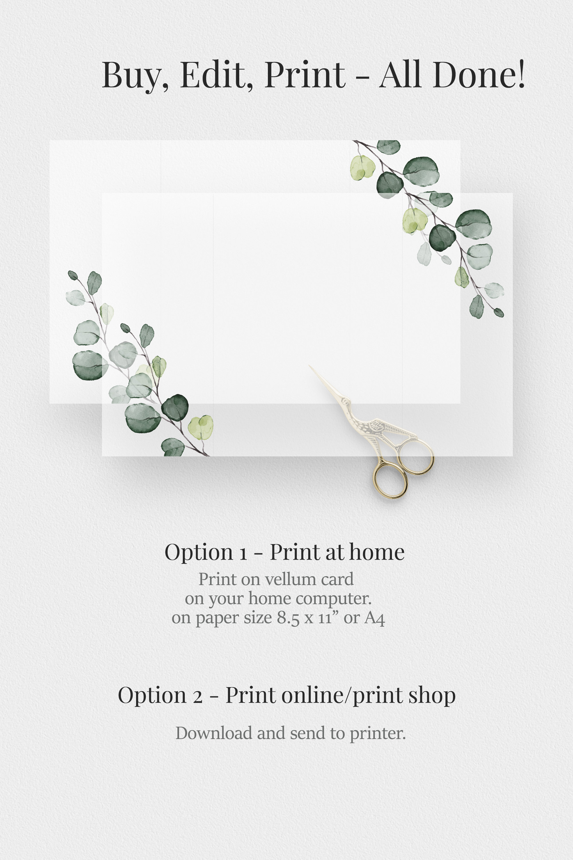 DIY Printable Vellum Wrap Eucalyptus Vellum Jacket Greenery Etsy