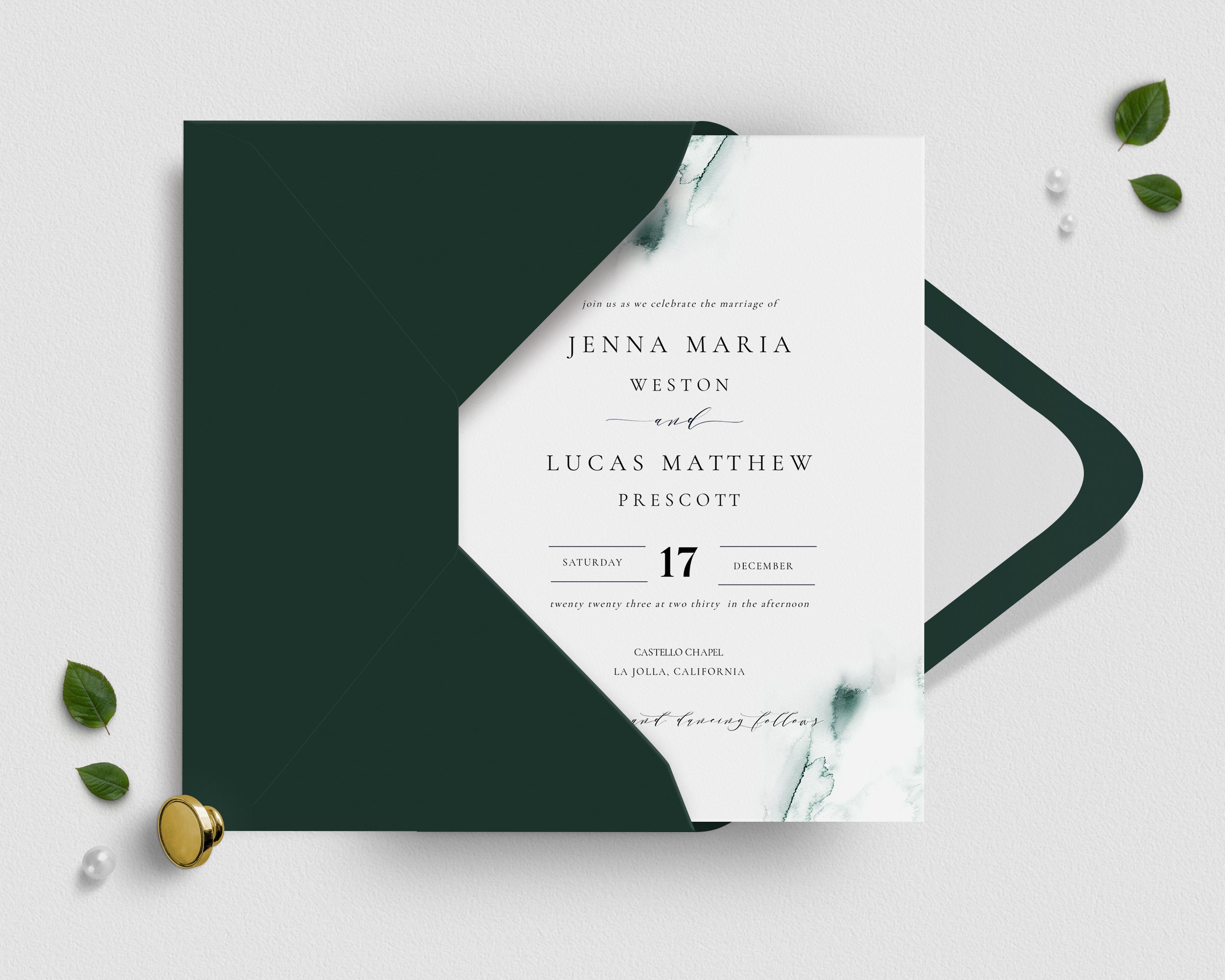 emerald-green-wedding-invitation-template-modern-watercolor-etsy