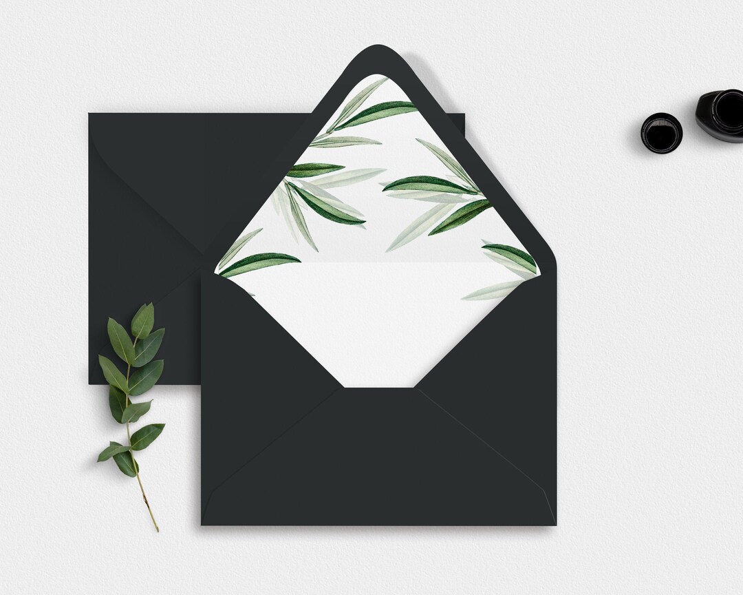 A7 Olive Green Envelope Liner Template Printable Greenery Etsy