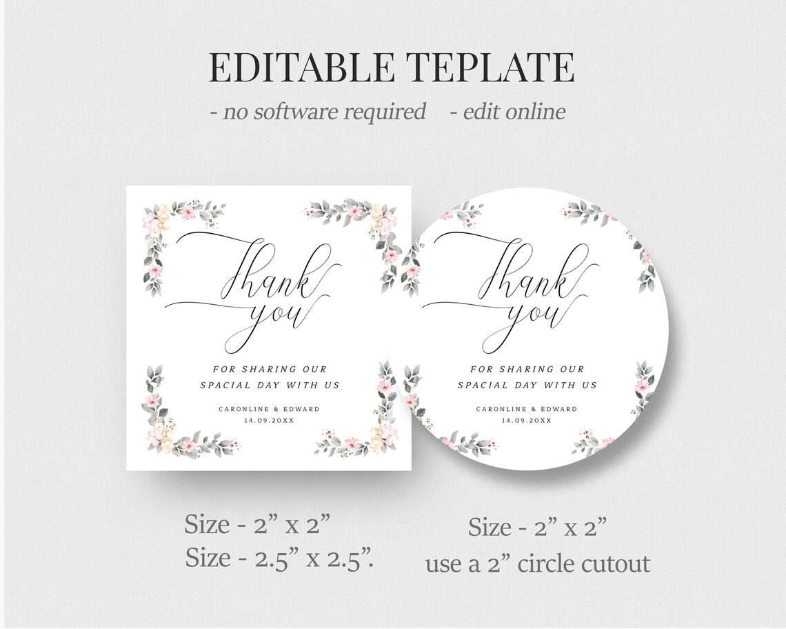 Wedding Favor Tag Template Printable Floral Wedding Favor | Etsy