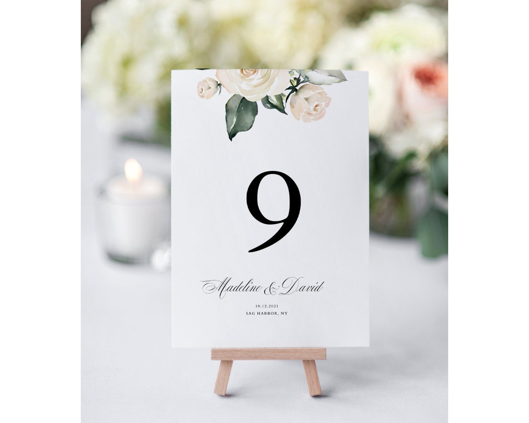 Printable Rose Table Numbers Wedding Table Numbers Template - Etsy