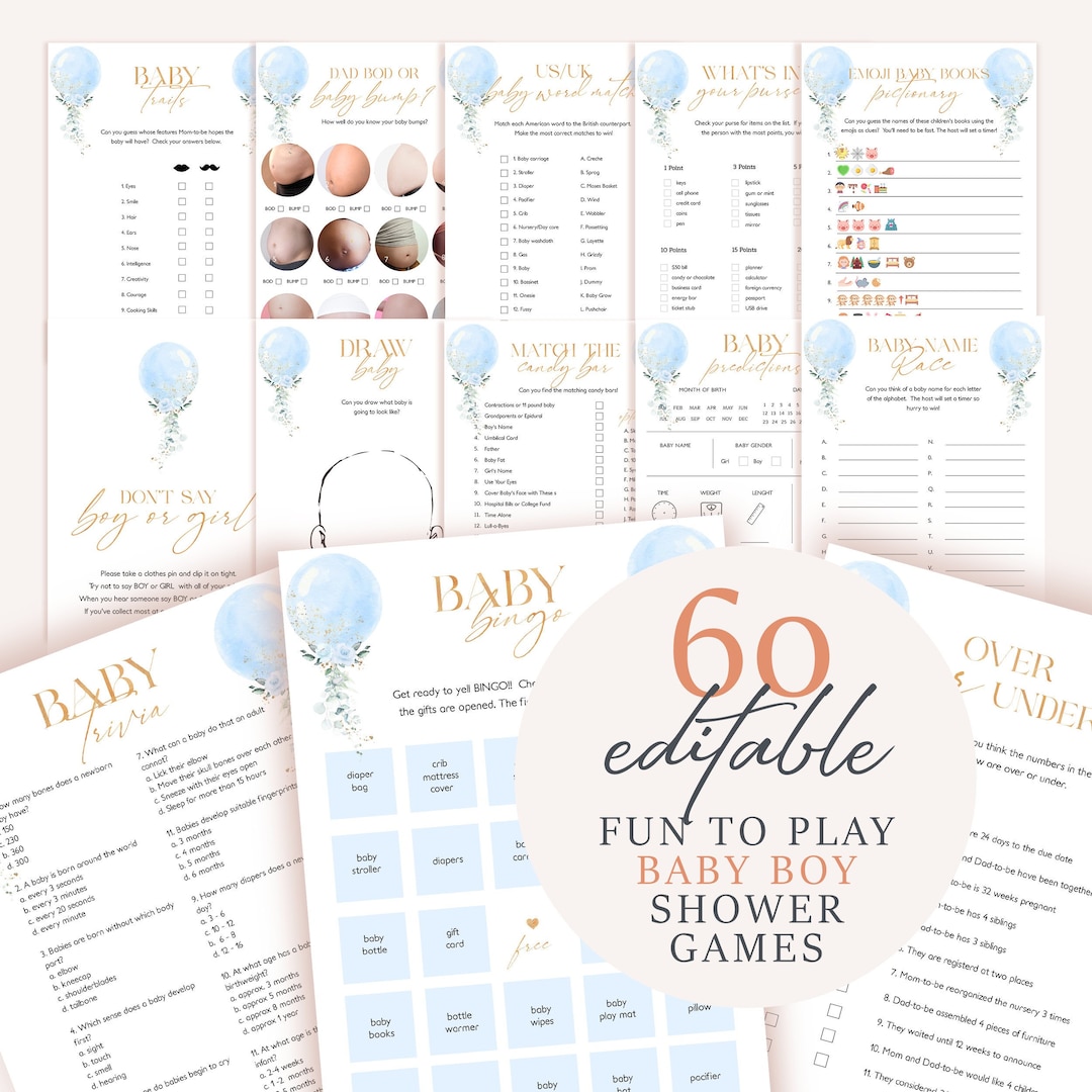 60 Shower Games Bundle for Baby Boy It's A Boy Editable - Etsy