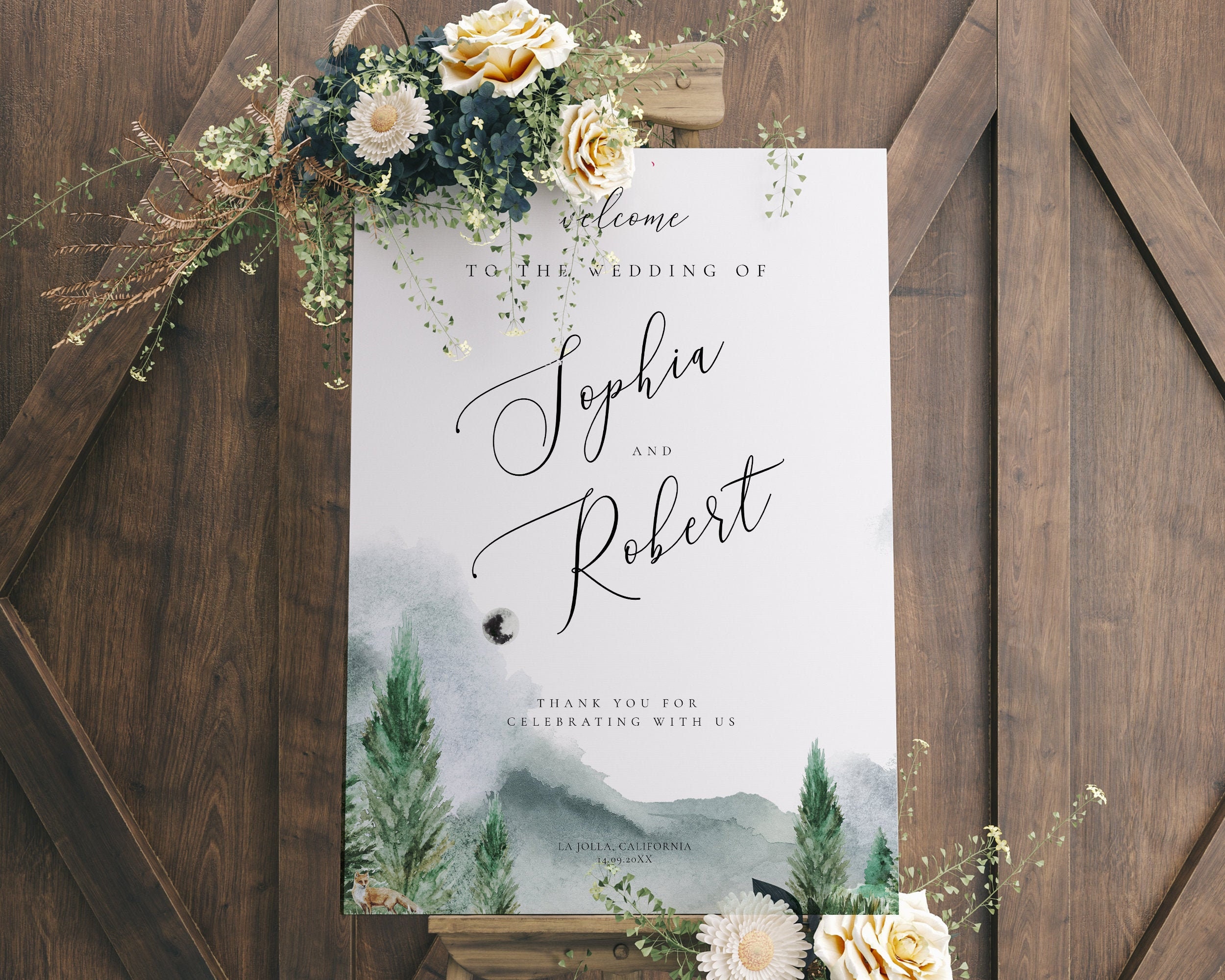 Rustic Wedding Welcome Sign Template Large Woodland - Etsy
