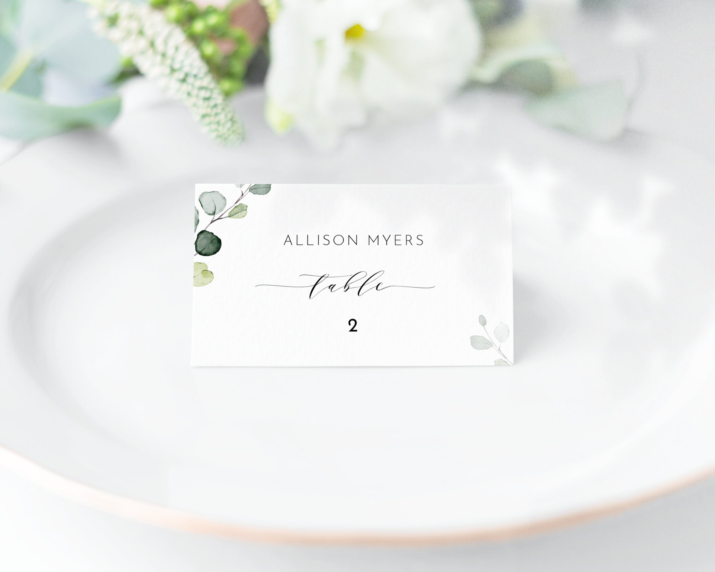 Guest Names Place Settings Wedding Names Eucalyptus Wedding Place Cards Name Cards