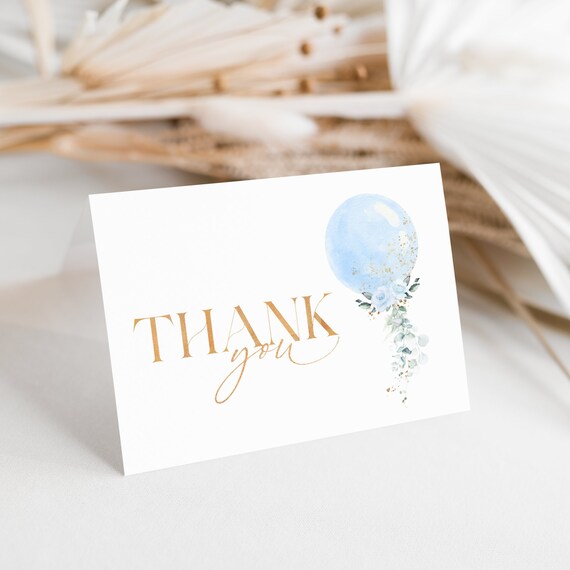 Printable Baby Shower Thank You Card It's A Boy Blue and - Etsy