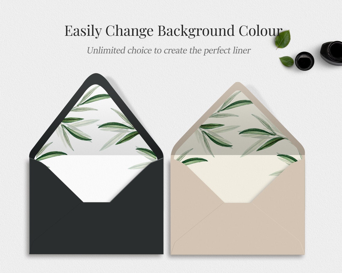 A7 Olive Green Envelope Liner Template Printable Greenery Etsy