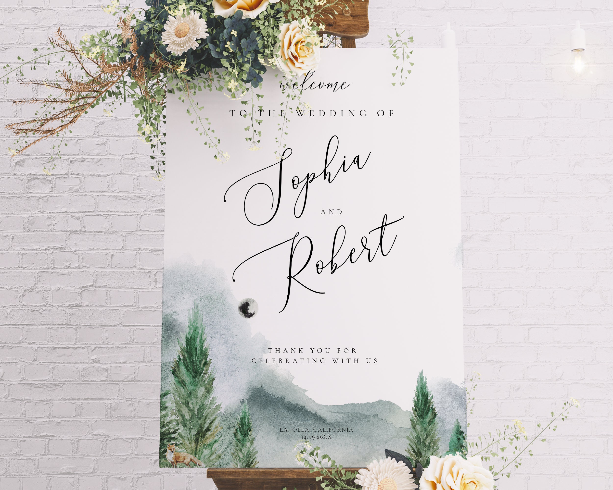 Rustic Wedding Welcome Sign Template Large Woodland - Etsy