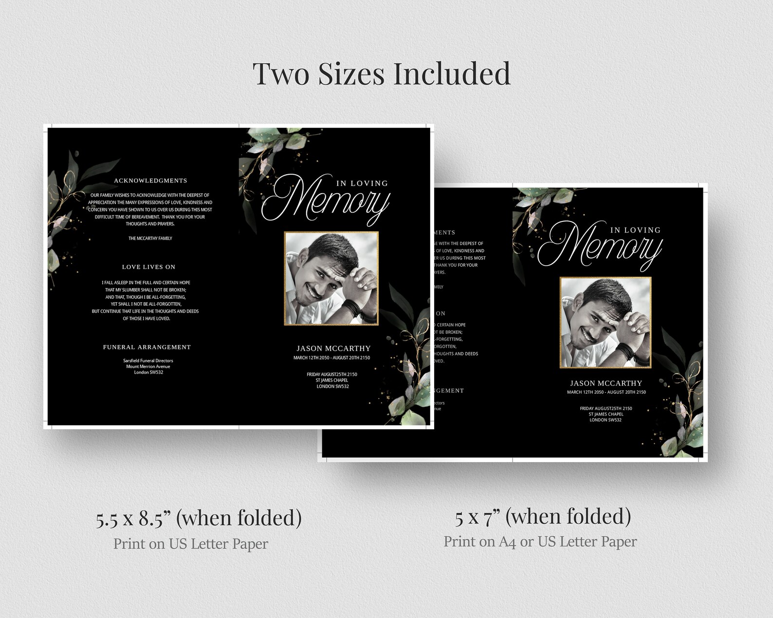 Black Funeral Program Template, Memorial Service Program for Man