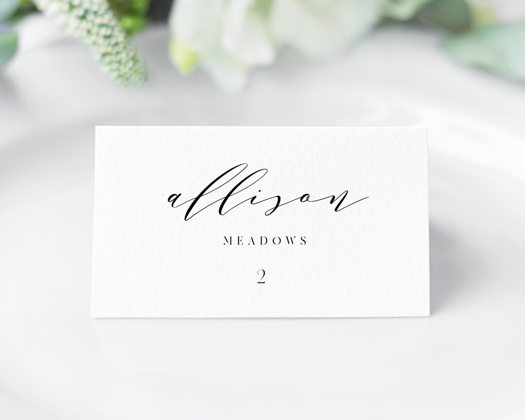 Elegant Wedding Place Card Template Printable Wedding Name - Etsy