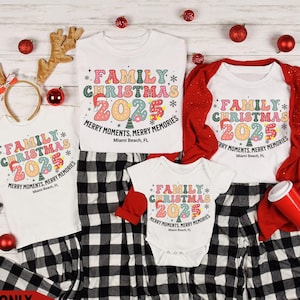 Matching Family Christmas Personilized Shirts,Family Pajamas Shirt Gift,Christmas 2025 Travel tshirt for mom dad kids baby,chrismas party