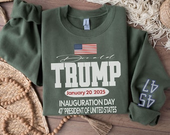 トランプ就任式2025スウェットシャツ、大統領就任式マガセーターギフト、クリスマスドナルドトランプ47クルーネック、マガ就任式