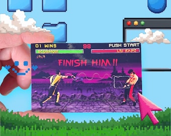 FINISH HIM !! Credit Card Skin Cover Vinyl Sticker Personalized Custom memes