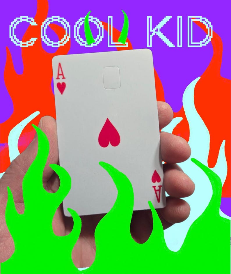 Adesivo in vinile personalizzato per carta di credito/debito con foto. Ace of Hearts