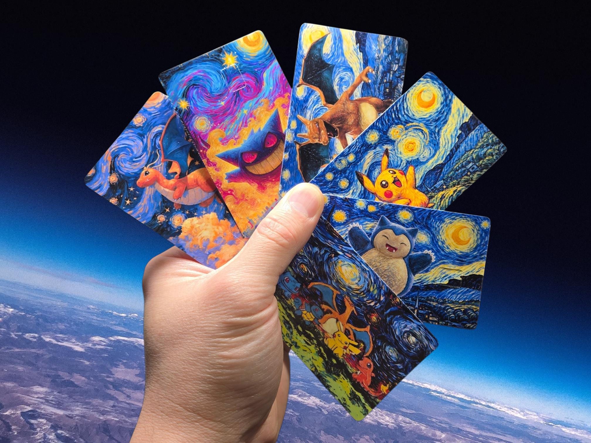 Starry Night Pikachu Card - Etsy