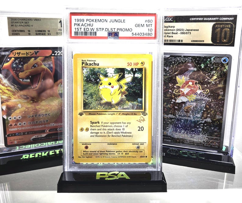 Custom Text Logo Acrylic Display Stand Base for PSA, BGS, CGC, Toploader & 35 pt Magnetic Case