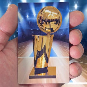 Adesivo in vinile personalizzato per carta di credito/debito con foto. Larry O'brien Trophy