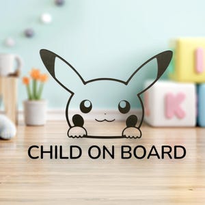 CHILD ON BOARD Vinyl Aufkleber Schild, Autofensteraufkleber Pikachu, Gengar