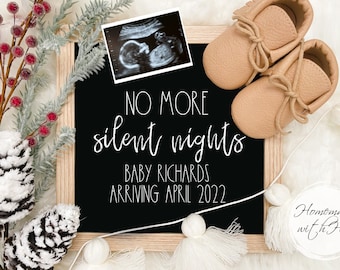 Editable Winter Baby Announcement, Gender Neutral Pregnancy Reveal (Digital)