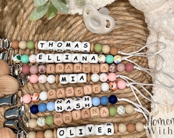 Personalized Name Pacifier Clip, Baby Shower Gift
