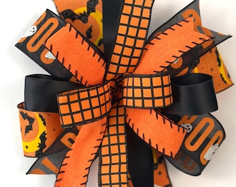 Halloween Decorative Bow Bright Orange, Black, Yellow