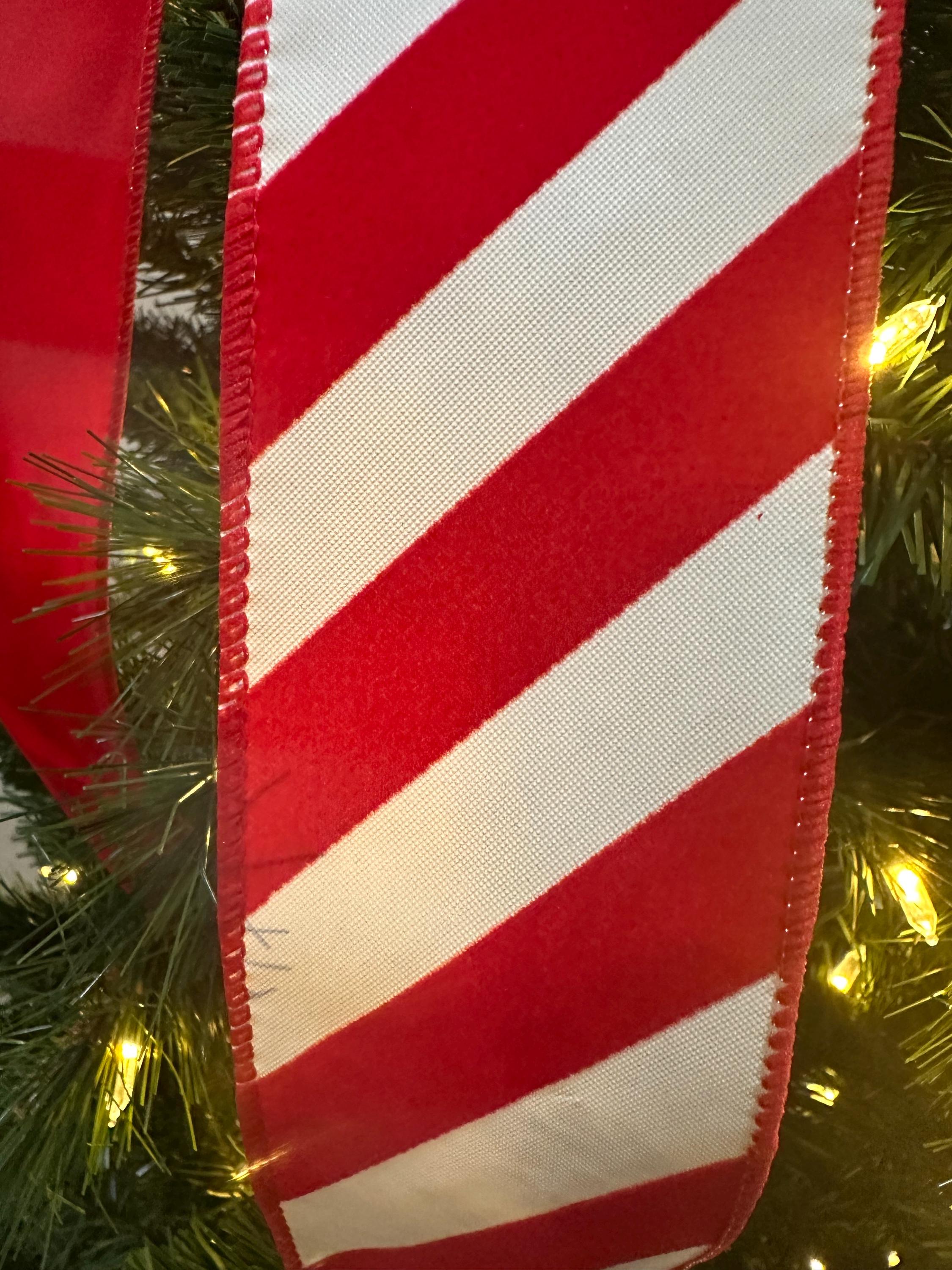 Large Christmas Tree Topper Bow, Red and White Candy Cane Stripes - Etsy