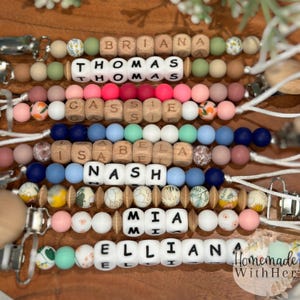 Personalized Name Pacifier Clips, Customizeable Baby Shower Gift, Baby Name Clip, Paci, Binki, Baby Gift, Pacifier Clip Personalized