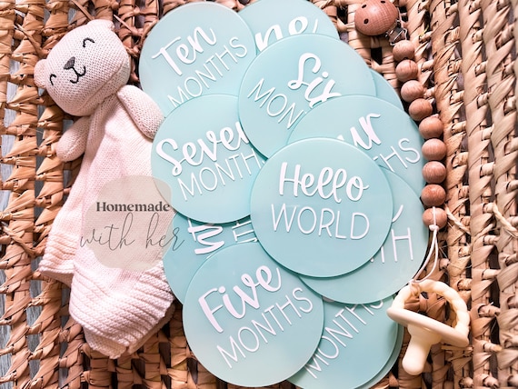 Acrylic Baby Monthly Milestone Cards, Newborn Announcement