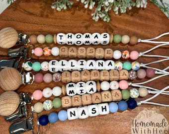 Personalized Silicone Pacifier Clip, Custom Baby Shower Gift