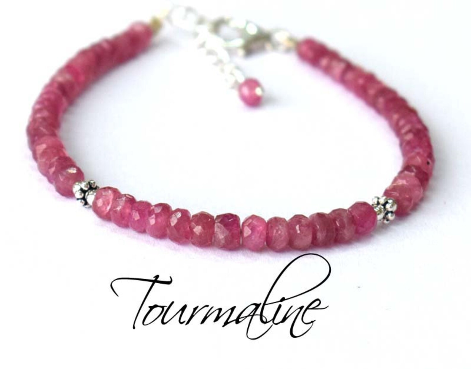 PINK TOURMALINE BRACELET 925 Sterling Silver Natural Etsy