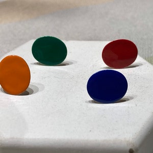 1 pair of ear studs, oval, 925 sterling silver, handmade enamel earring