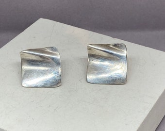 Stud Earrings &quot;The Wave&quot; 925 Sterling Silver Handmade