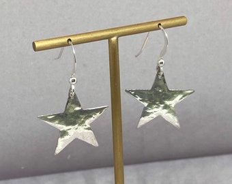 Earrings star, 925 sterling silver handmade