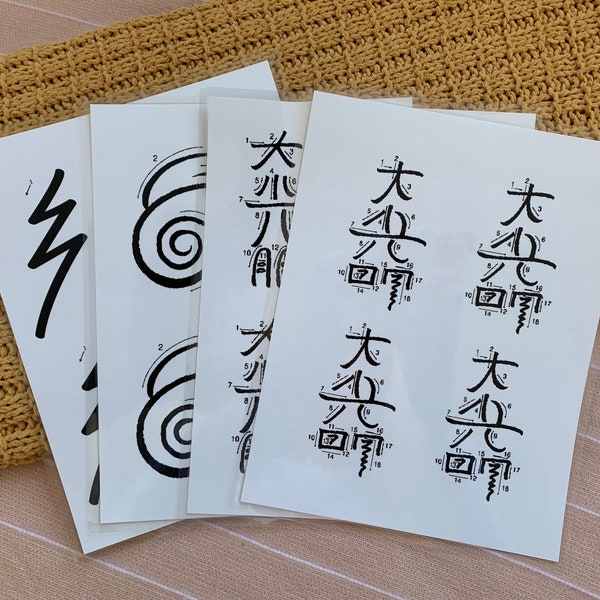 Reiki Symbols practice traceable sheets, Master level symbols, Raku, Dai Ko Myo, laminated