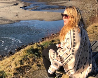 Winter Weiße Azteken Decke: Wollmischung Südwesten (60x60 ")